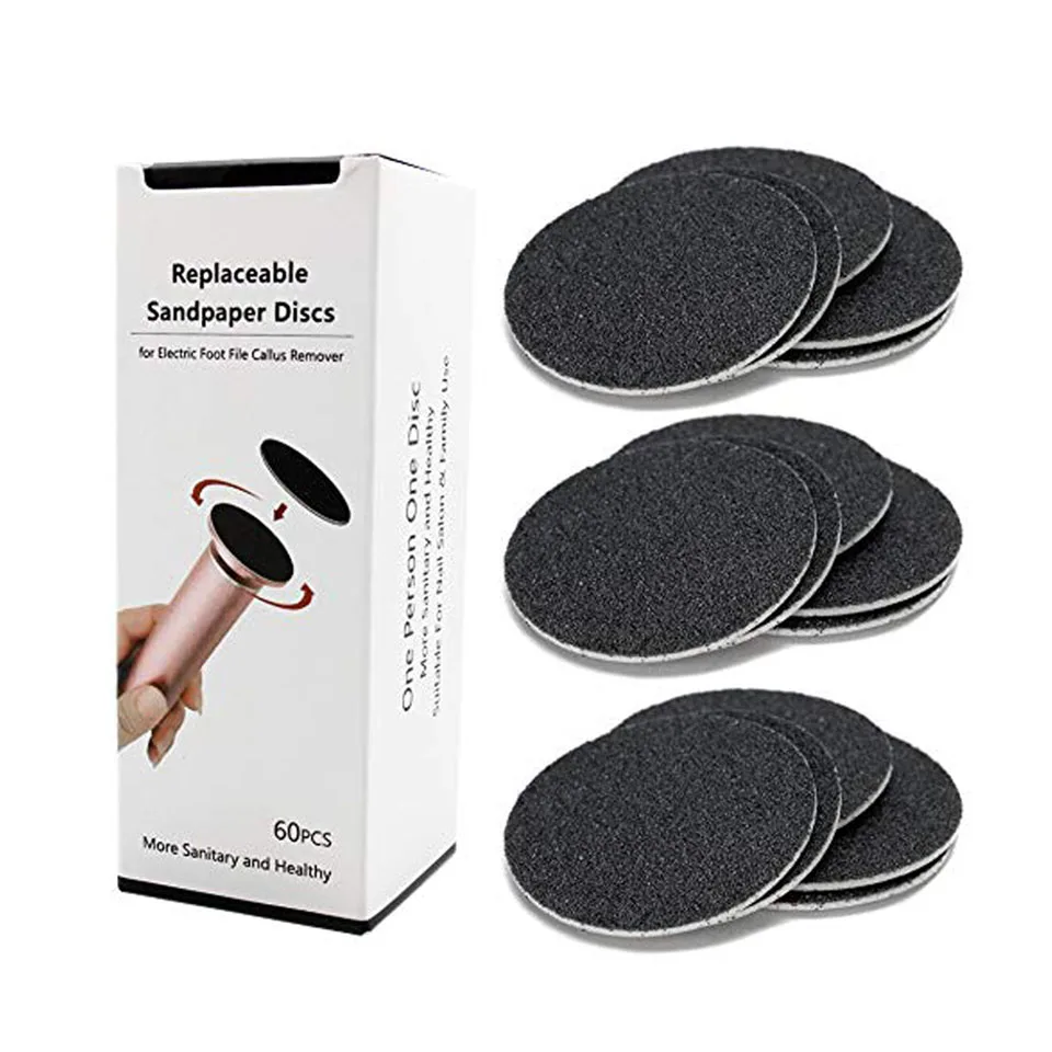 60 Pcs/Box Sandpaper Discs For Electric Foot File Callus Dead Skin Remover Foot Scrub Professional Sanding Paper Pedicure Tools