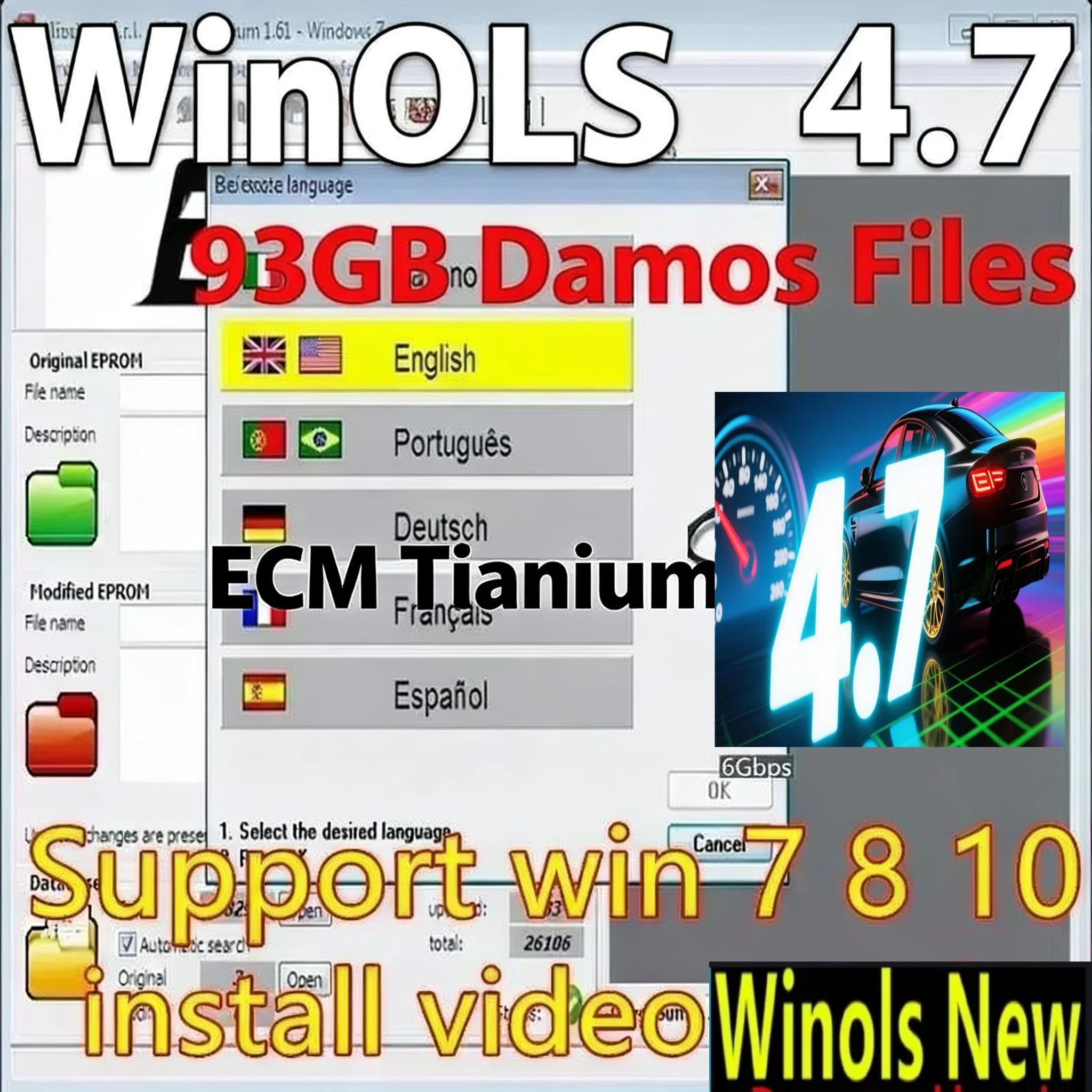 

4 в 1 Winols 4.7 Full Activated +108GB Damos Windows 7 10 11 Без виртуализации, многоязычная версия + ECM TITANIUM 1.61 + IMMO SERVICE Tool