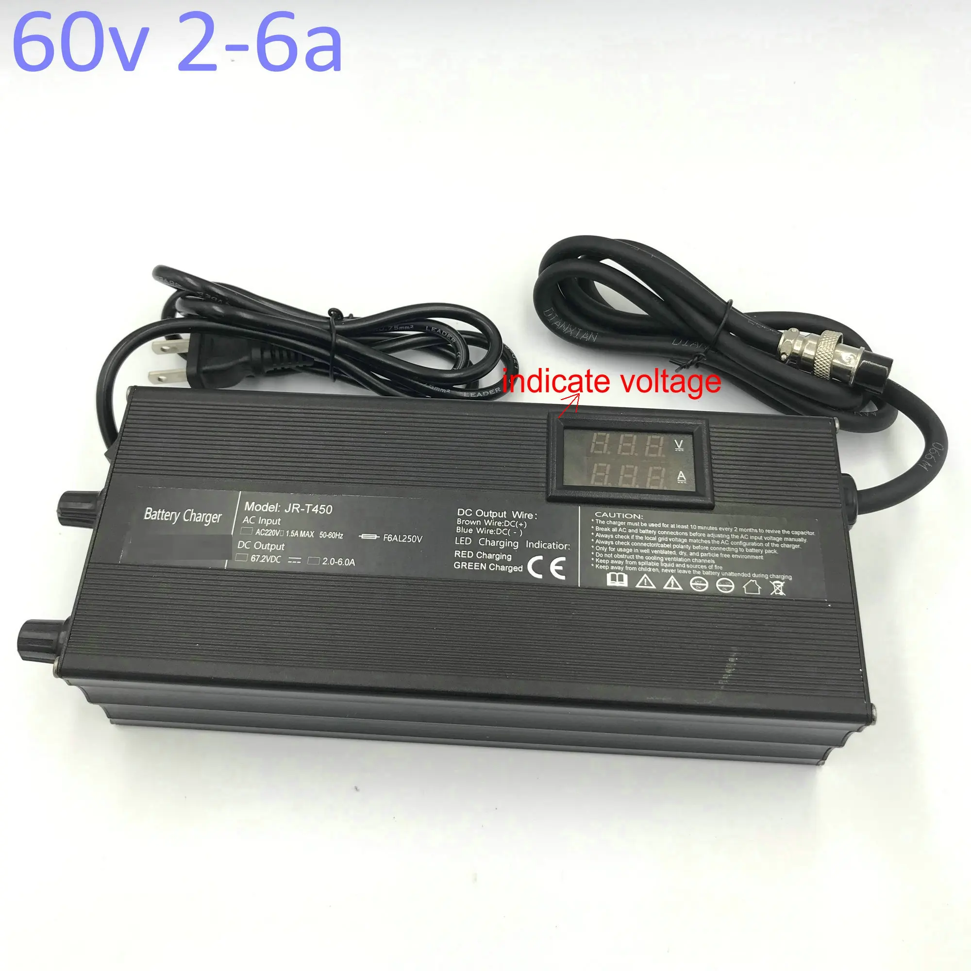 

Electric Scooter Charger 48v52v60v 1-5A+Digital Voltage/Current Display+Button to Adjust Current+Partial Charging Percentage