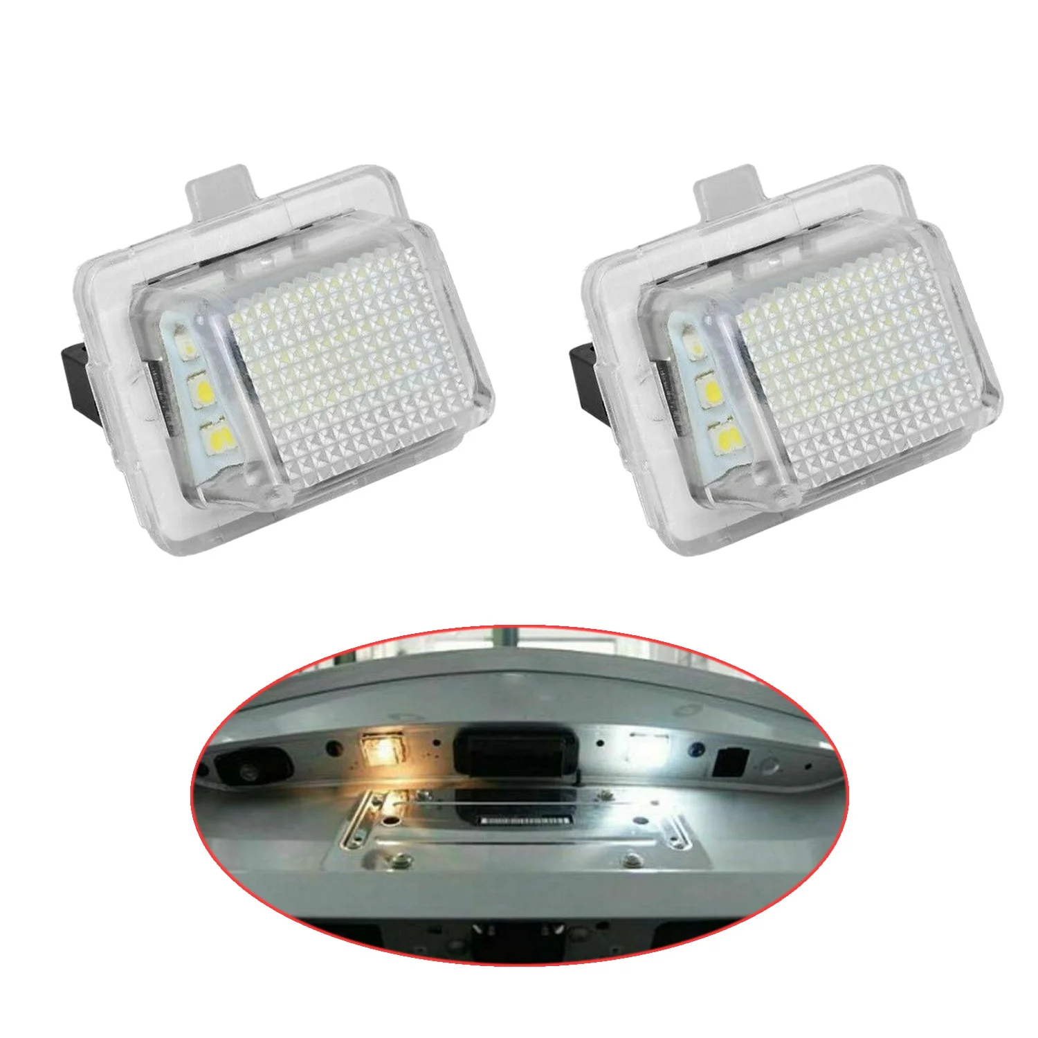 A10E-2Pcs Car License Plate Light For Mercedes-Benz W204/W212/W216/W221/W207 18 Led White Rear License Tag Lights
