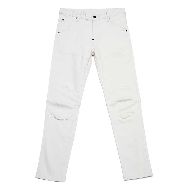 

JXNS80 New American high-end zip splicing jeans men white fashion casual Slim straight biker casual trousers