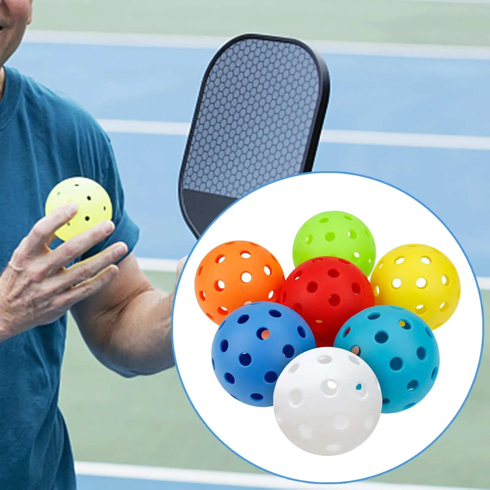 7x Pickleball Balls 40 Holes Standard Hollow Ball for Sanctioned Tournament Play Adult