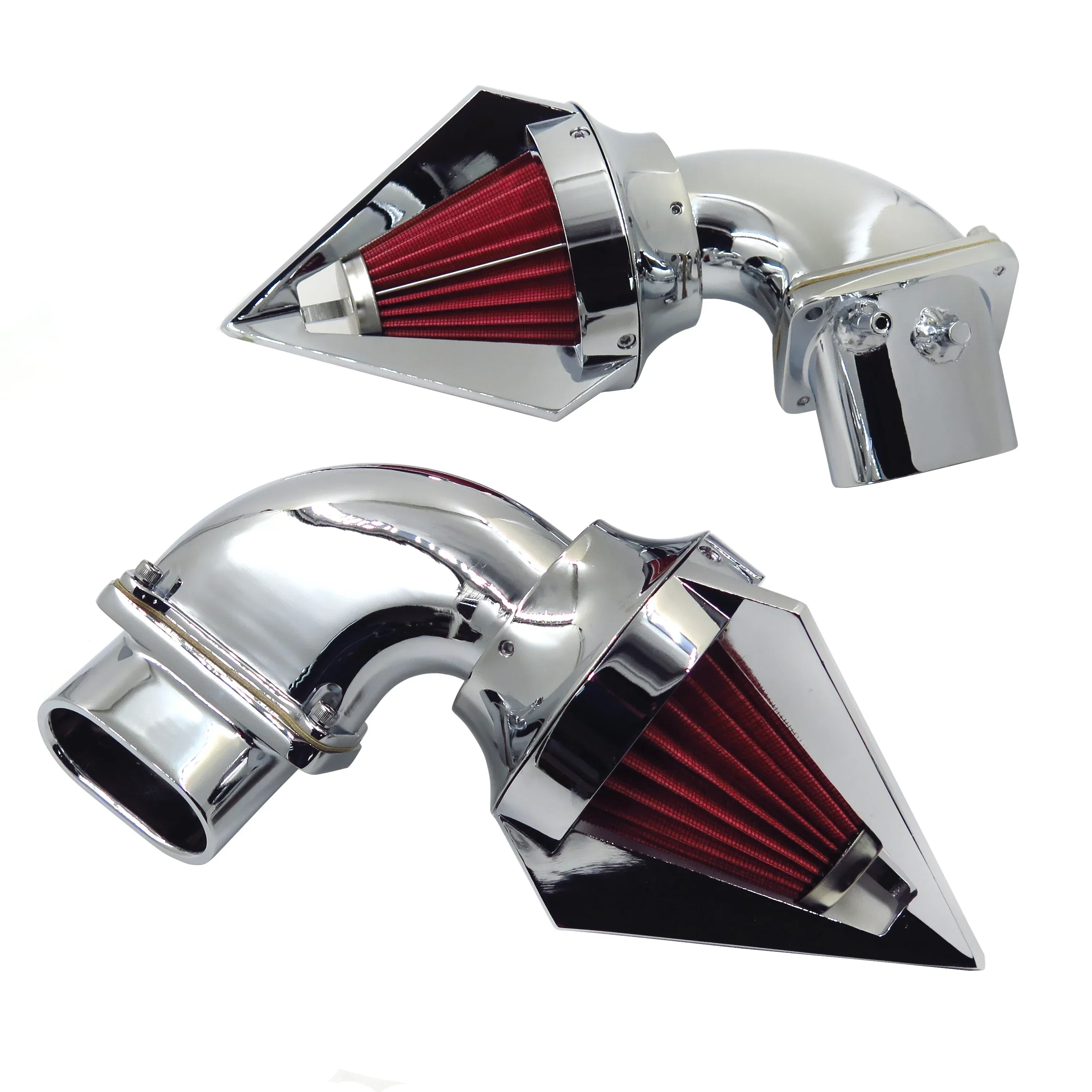 Chrome Dual Spike Air Cleaner Red Filter Kit Intake For Suzuki Boulevard M109R Aftermarket Motorcycle Parts Billet Aluminum