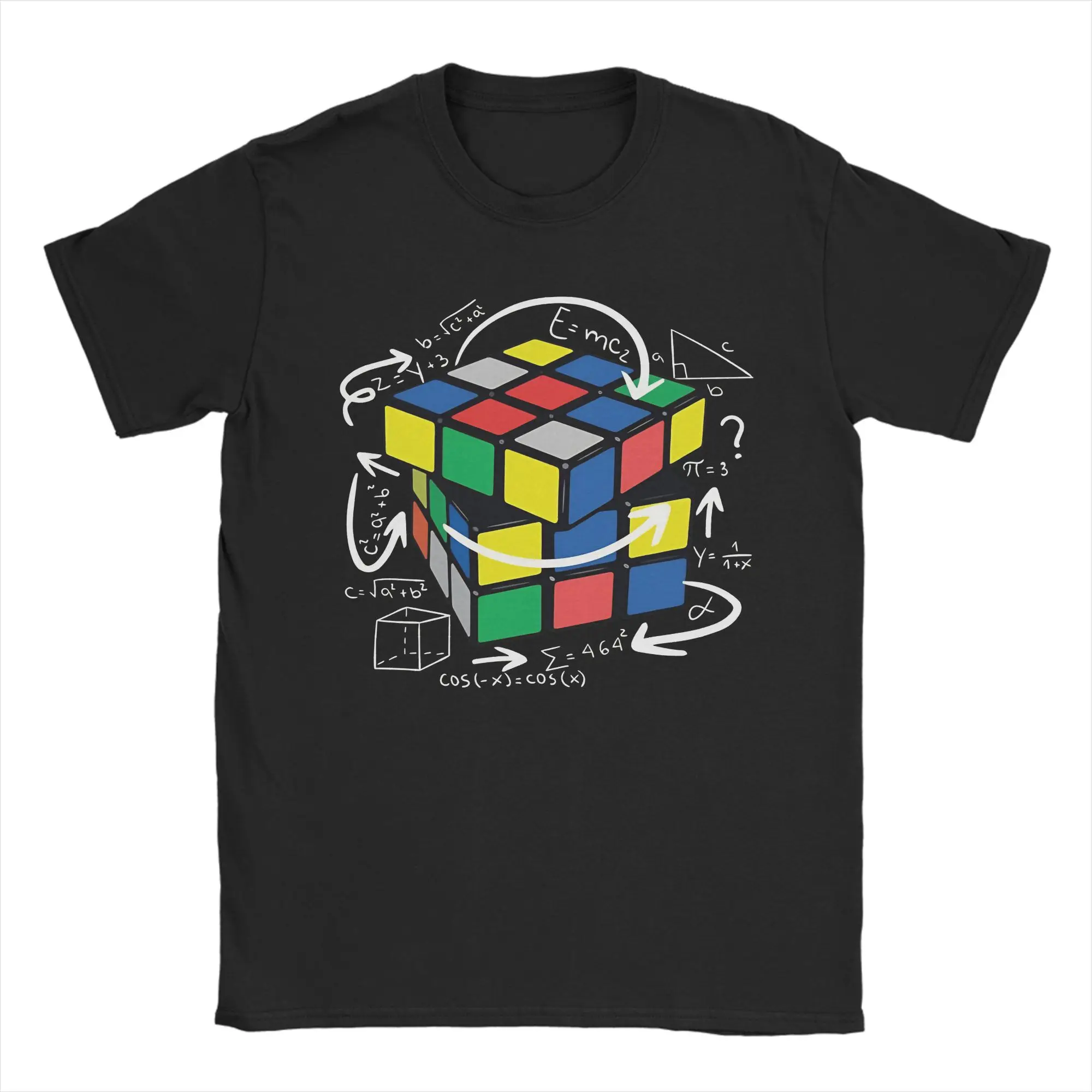Camisetas informales con diseño de cubo de Rubik para hombre, camisetas 100% de algodón con cuello redondo, camisetas de manga corta, camisetas de regalo
