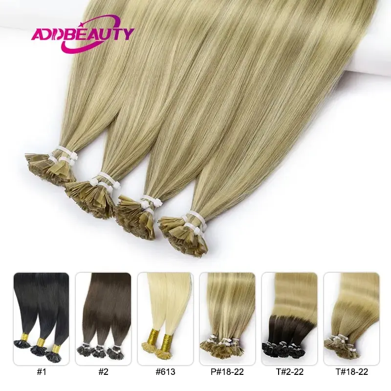 Proste włosy ludzkie rozszerzenie przez Fusion płaska końcówka keratyny kapsułki 0.8g/ 1g/Strand 50 sztuk naturalne włosy do przedłużania Ombre Blond kolor