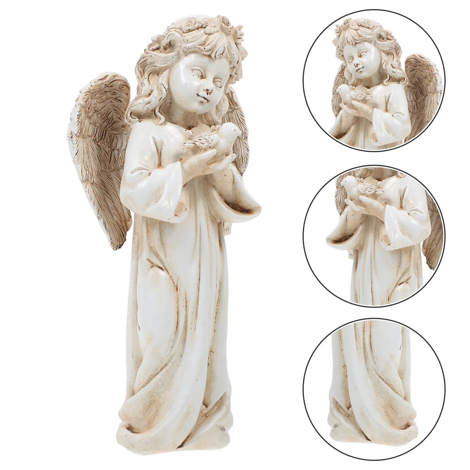 Vintage Angel Sculpture Elegant Retro Resin Angel Statue Home Garden Decoration Outdoor Indoor Tabletop Bookshelf Window Sill