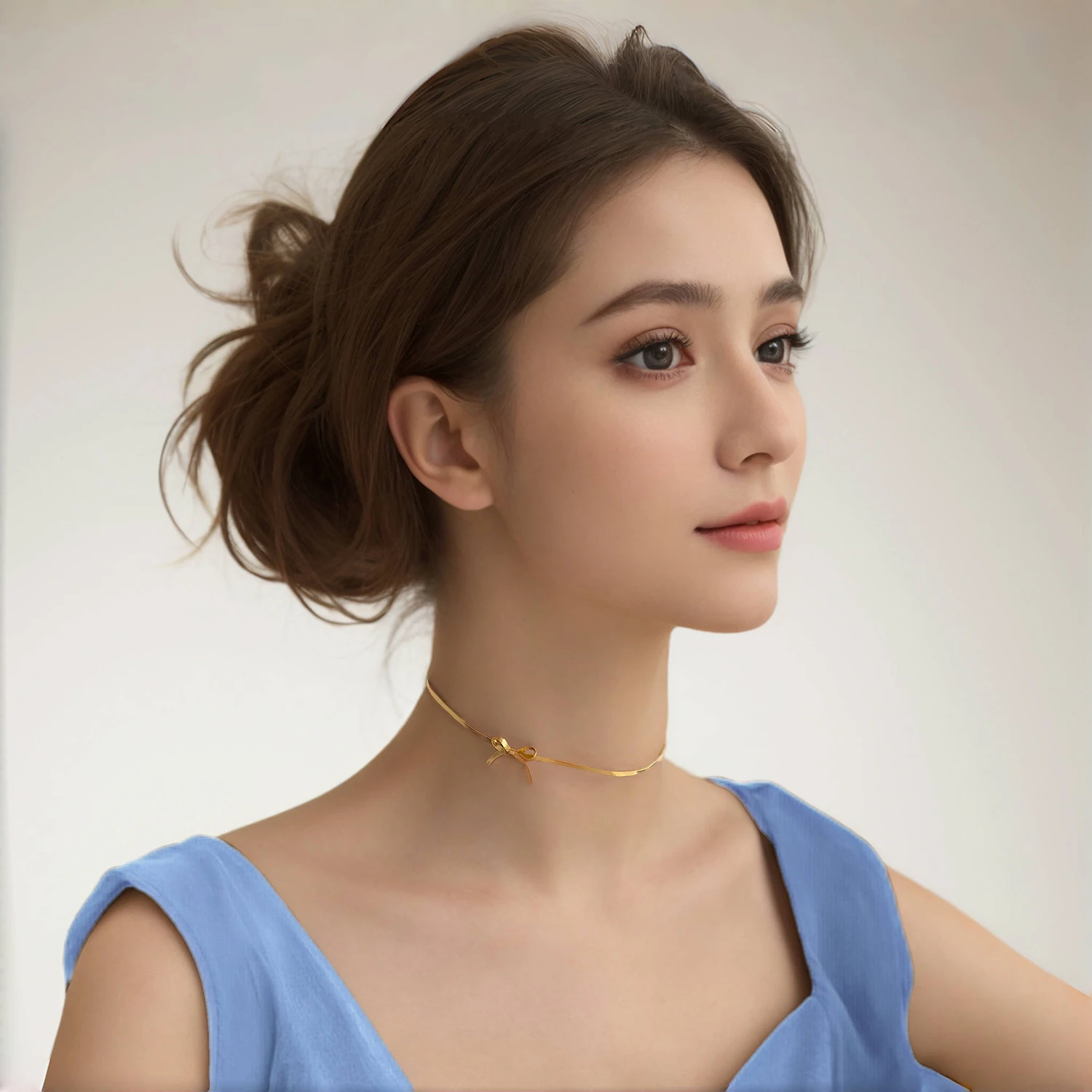 Bow Collarbone Necklace Stainless Steel Jewelry Personality Girl Party Accessories Snake Bone Chain