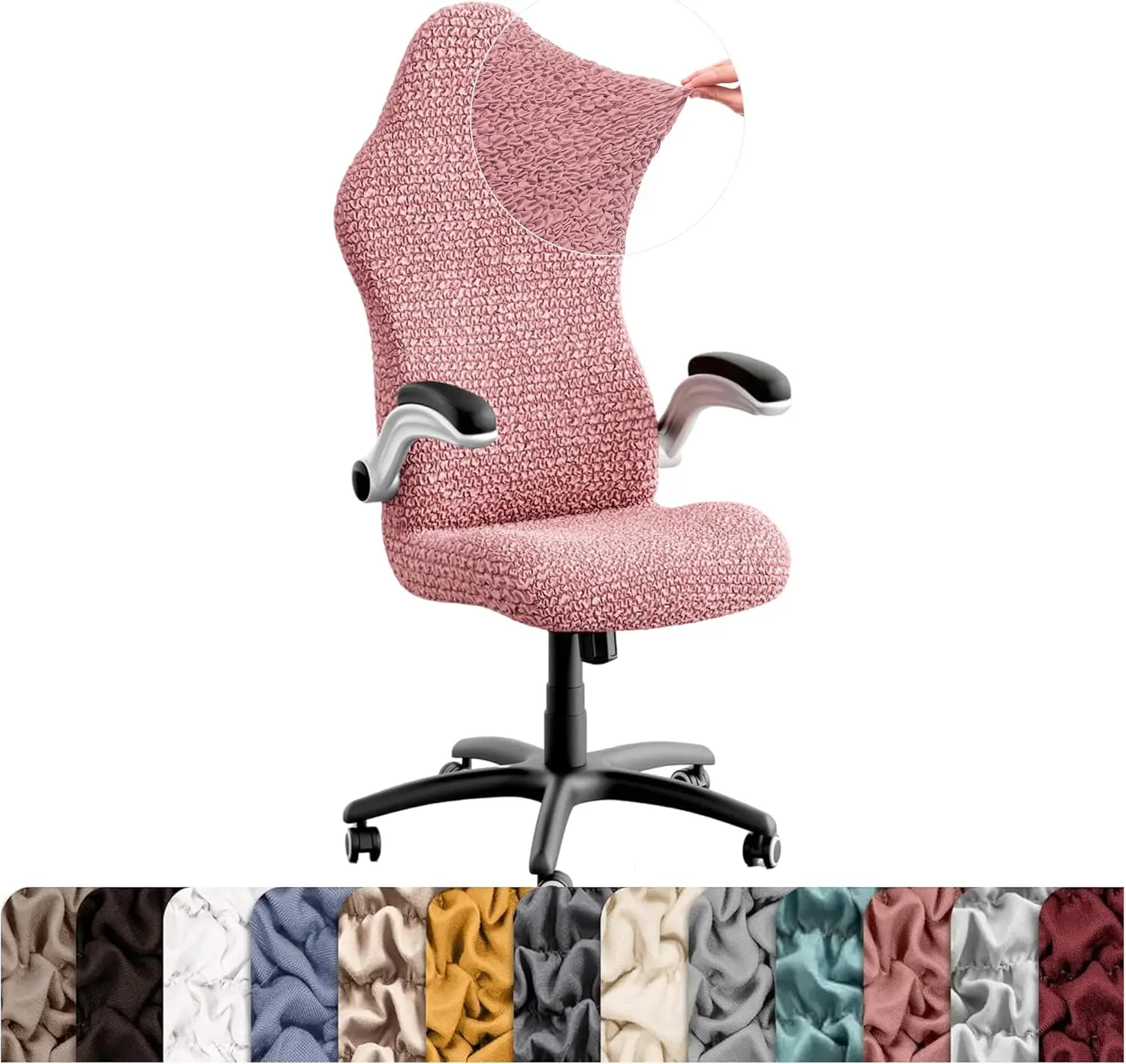 

Stretch Office & Gaming Chair Slipcover with Zipper - Microfibra Fabric, Coral Pink, Form Fit Cover for Desk Chairs