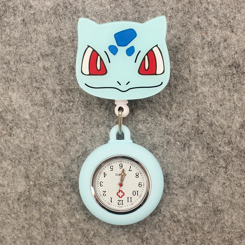 Cute Blue Turtle Fiery Dragon Style Pocket Watch Retractable And With Clip For Men And Women