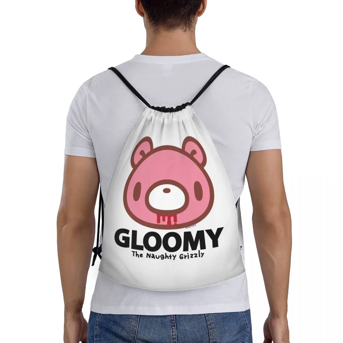 Manga Animation Gloomy Bear Borse con coulisse Uomo Donna Pieghevole Sport Palestra Sackpack Shopping Zaini