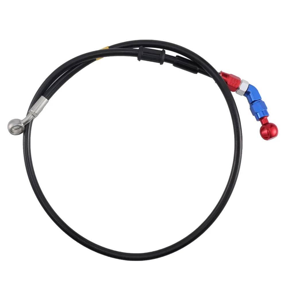 Motorcycle Brake Clutch Oil Hose Braided Steel Tube Pipe Line Cable 90cm Red Blue Bent Extend/28° Connector for Motorbike Spare