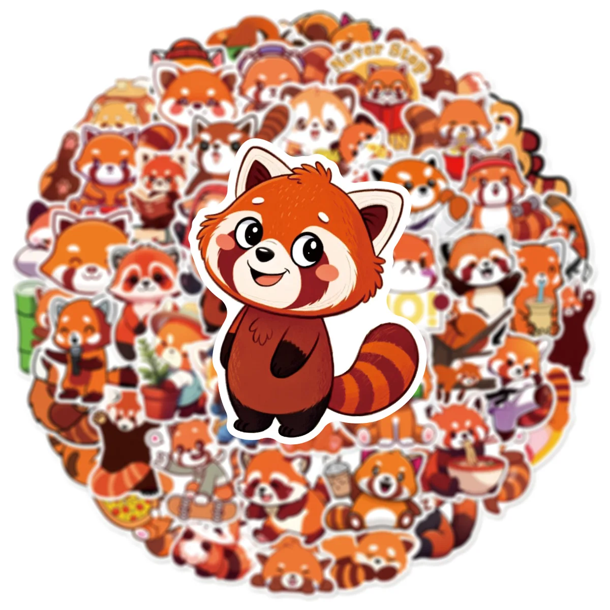 50PCS Cartoon Cute Red Panda Stickers Kawaii Funny Graffiti Creative DIY Water Cup Phone Case Desk Diary Decal Toy Gift
