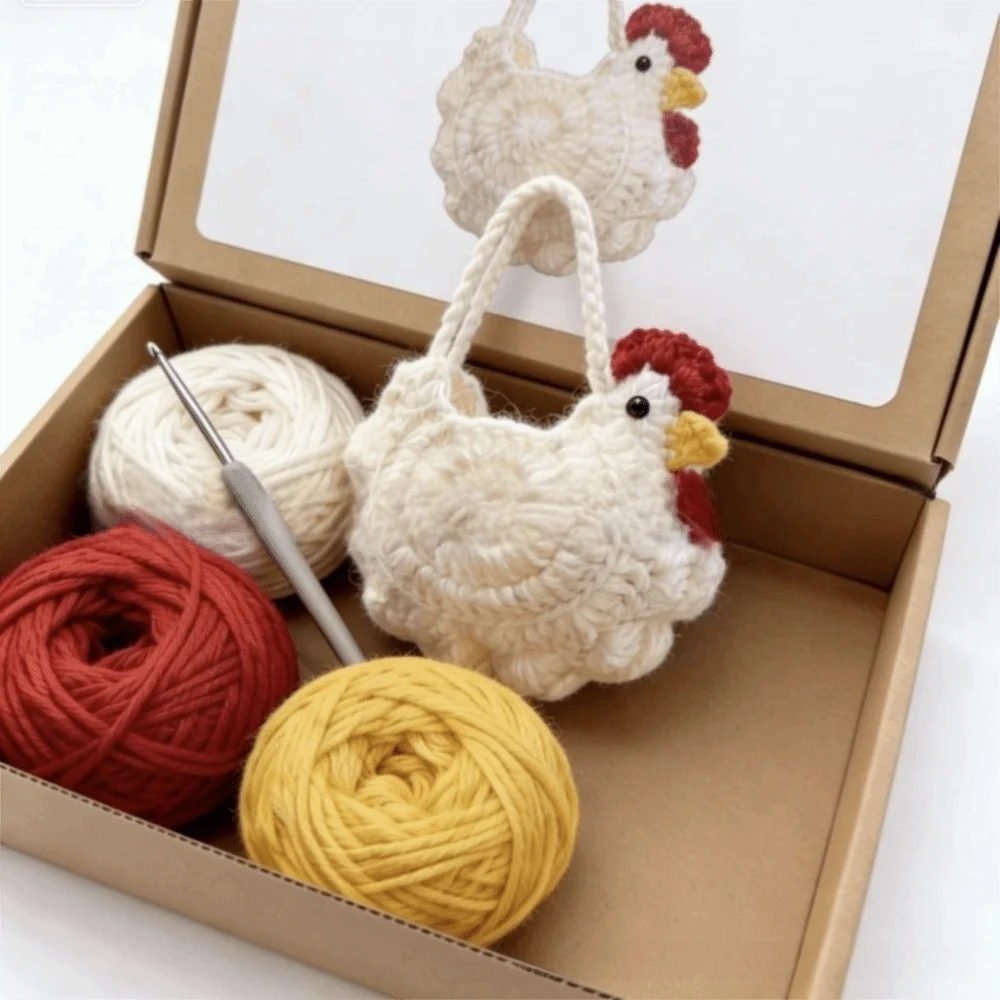 Soft Cartoon Chicken Coin Purse Crochet Woven Knitted Coin Purse Packing Handmade Gifts Bag Girl