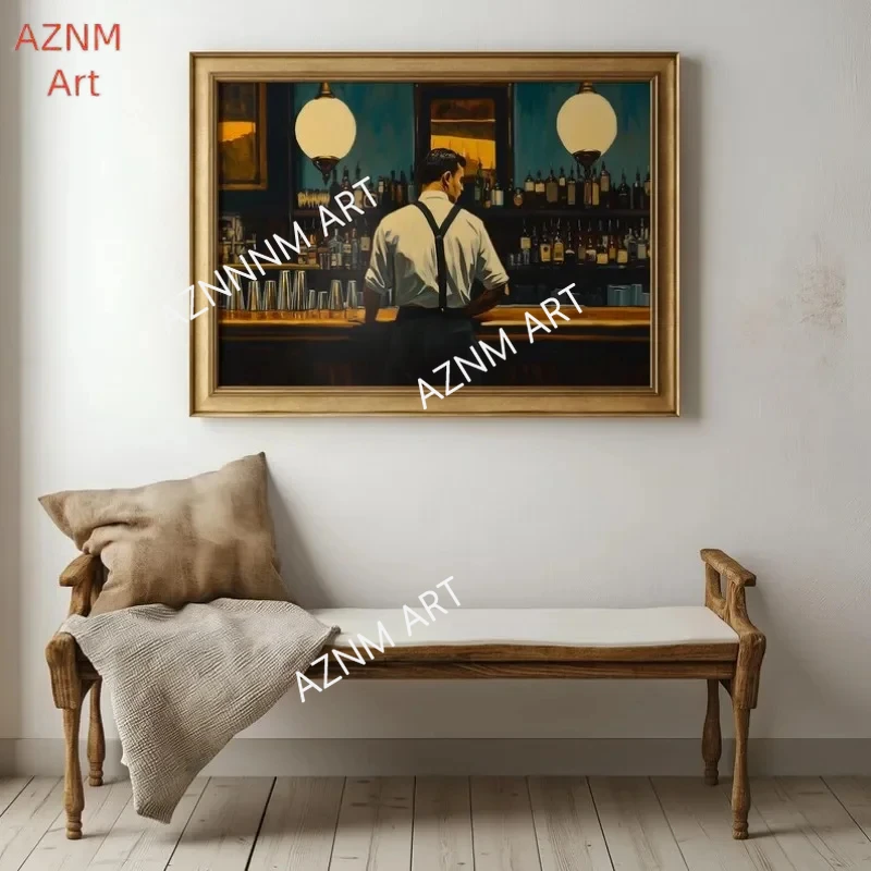 Edward Hopper Style Inspired Poster Modern American Realism City Landscape Canvas Painting Wall Art for Living Room Home Decor