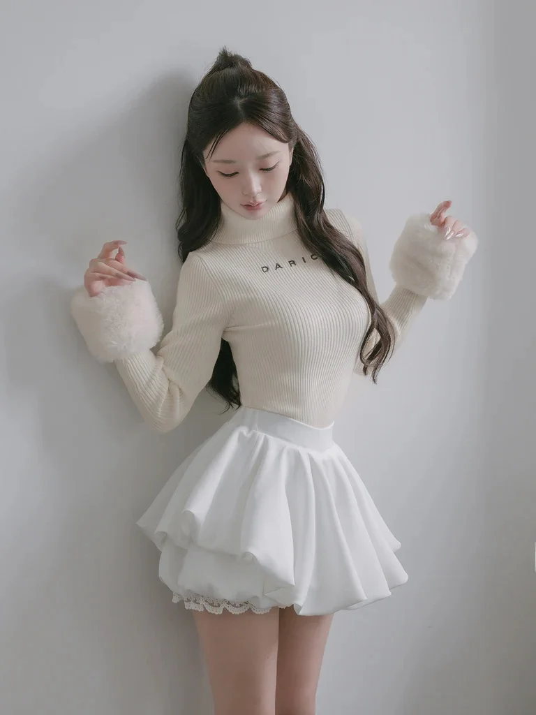 Ultra-Short Bloom Half Skirt Commute Style Pumpkin Shape High Waist Embroidery Ladies Fashion Summer Seasonal Splicing Fabric