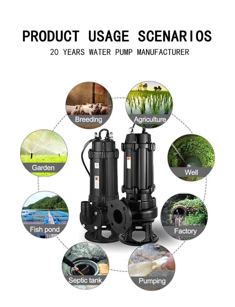 Lift Portable Cast Iron Single Stage Mining Submersible Sewage Waste Water Cutter Pumps For Africa