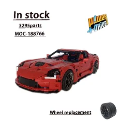 MOC-188766 Red New 1:8 Classic Sports Car Building Block Model 3295 Parts Children's Birthday Education Building Blocks Toy Gift