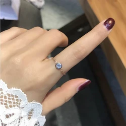 Fashion Stainless Steel Ring Women AAA+ Cubic Zirconia Single Stone Chain Rings Jewelry