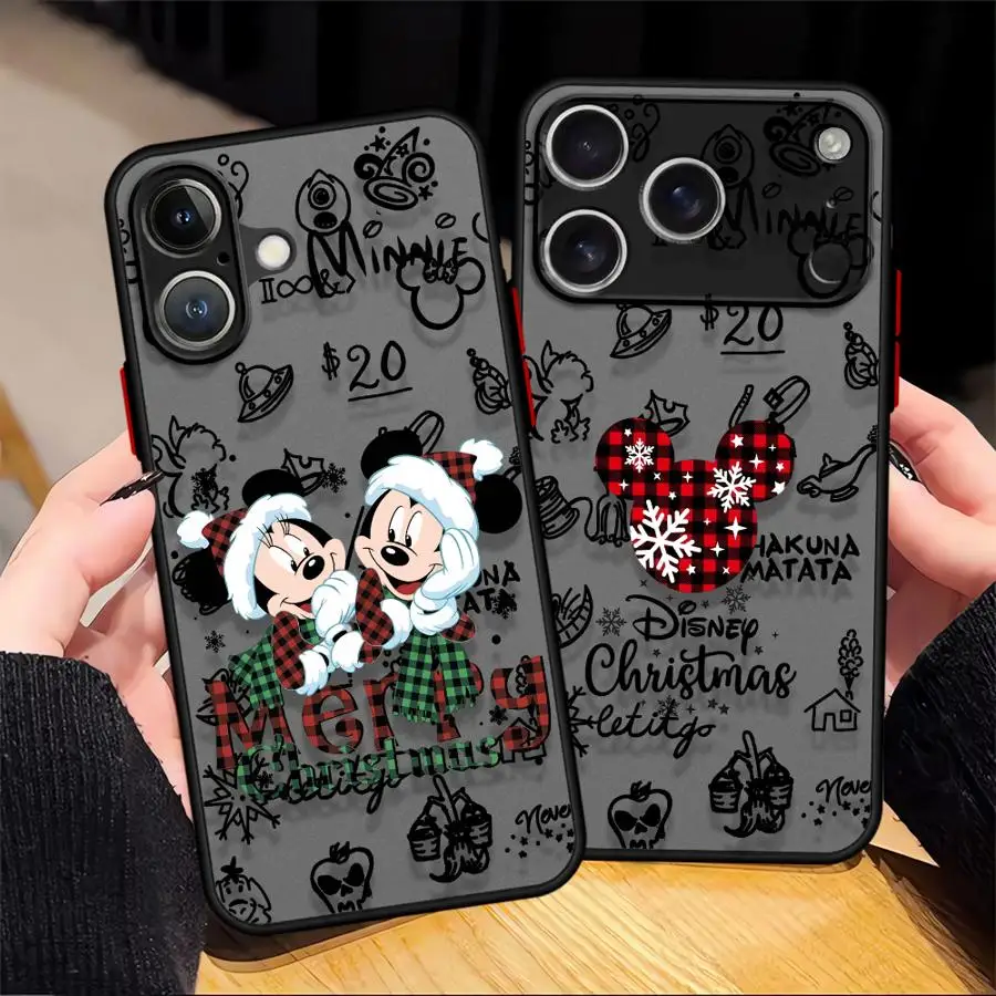 

Чехол для iPhone 17 16 Pro Max 17 Air XS 12 13 Mini 14 16e 11 15 Plus, задняя крышка для телефона, рождественский складной Микки и Минни