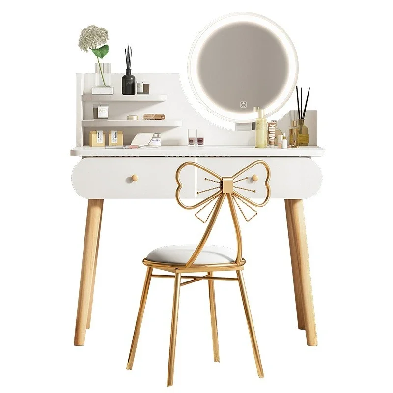 

small-sized, internet famous, makeup mirror, storage integ,Dressing table, bedroom, modern, simple, light luxury dressing table