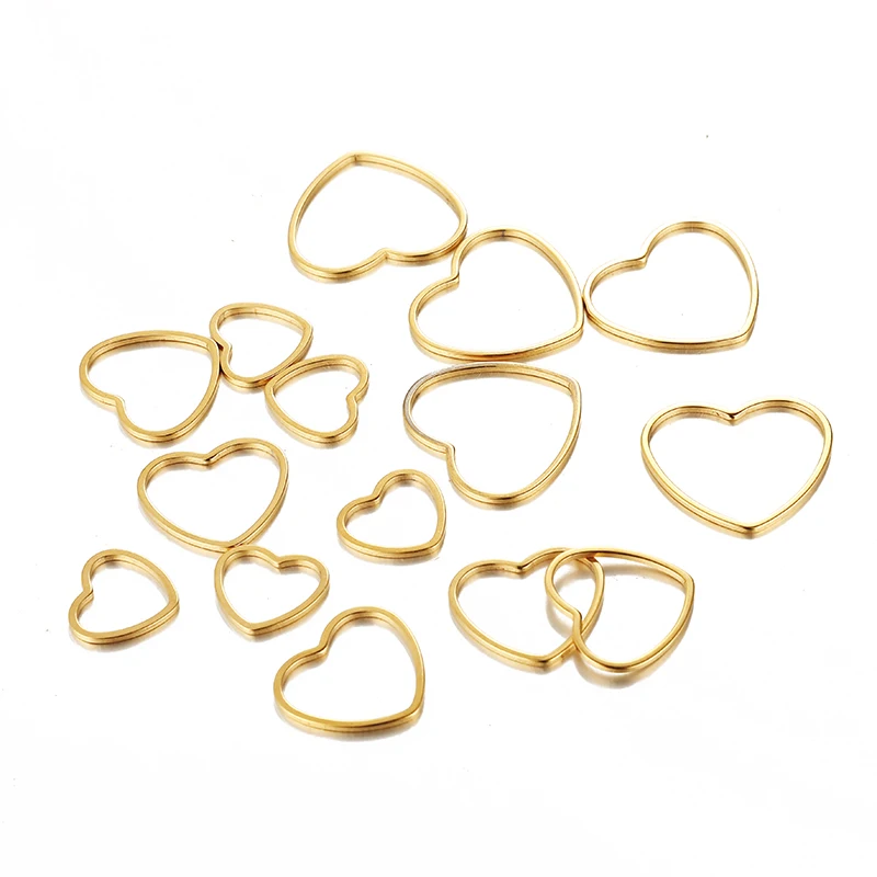 5PCS/lots Stainless Steel Hollow Heart Charms For Jewelry DIY Making Heart Pendants Accessories