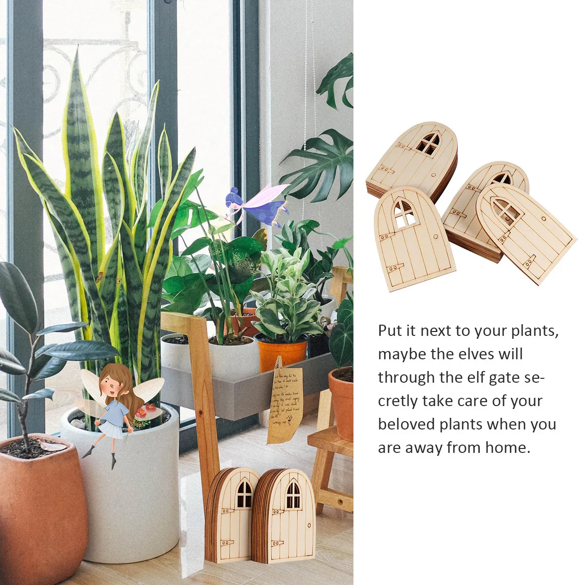 20Pcs Wooden Fairy Elf Door Miniature Decoration for Garden Brightening Unpainted Craft Kit with Strong Texture Fine Workmanship