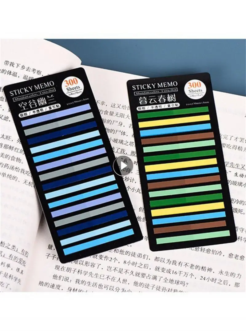 300Sheets Color Stickers Transparent Fluorescent Index Tabs Flags Sticky Note Page Bookmark School Office Supplies Stationery