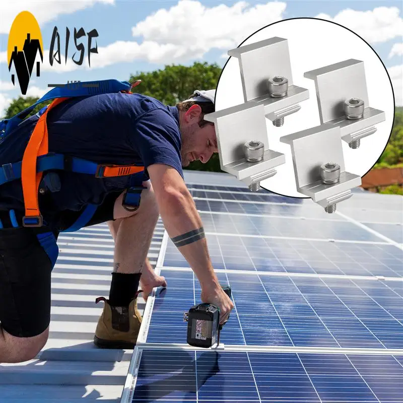 

A15F-Solar Panel Mount Bracket Photovoltaic Panel Rail Solar Panel Mount Fastening Module With Mid For Trapezoidal Roof 35Mm Dur