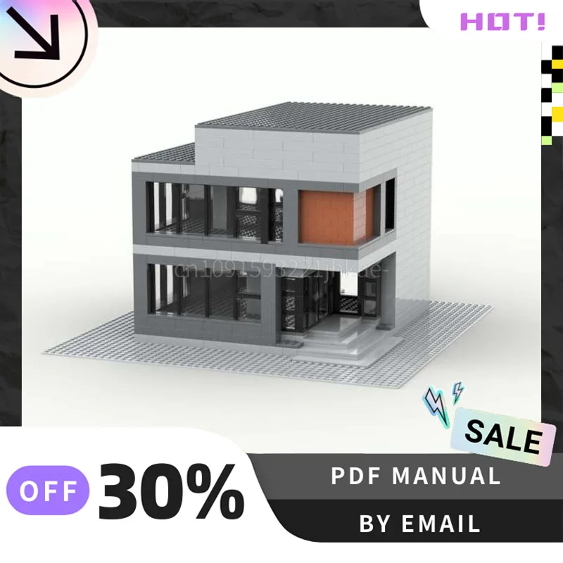 [987PCS] 맞춤형 MOC Brutalist 현대 주택 크리 에이 티브 빌딩 블록 세트 줄기 교육 장난감 DIY 건설 모델 키트 선물