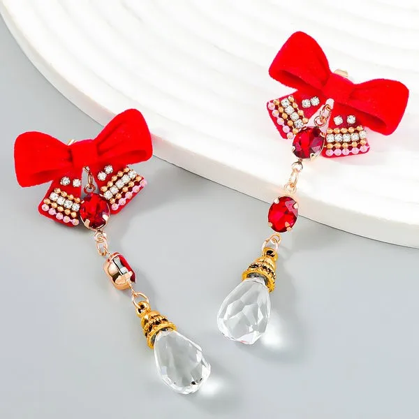 Retro Court Style Alloy Embedded Diamond Velvet  Long Drop Earrings Fashion Jewelry Accessories Cross-Border Earrings