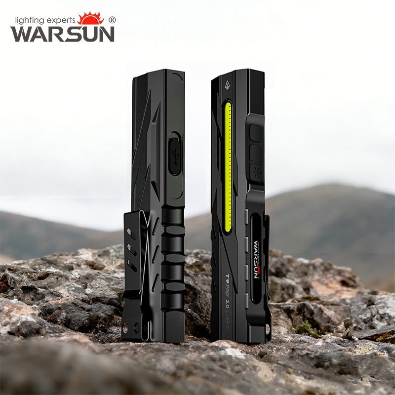  Warsun T9PRO LED Keychain Flashlight 1500Lm Portable Mini Torch Light Pocket Lantern with Magnet Flood Work Light 
