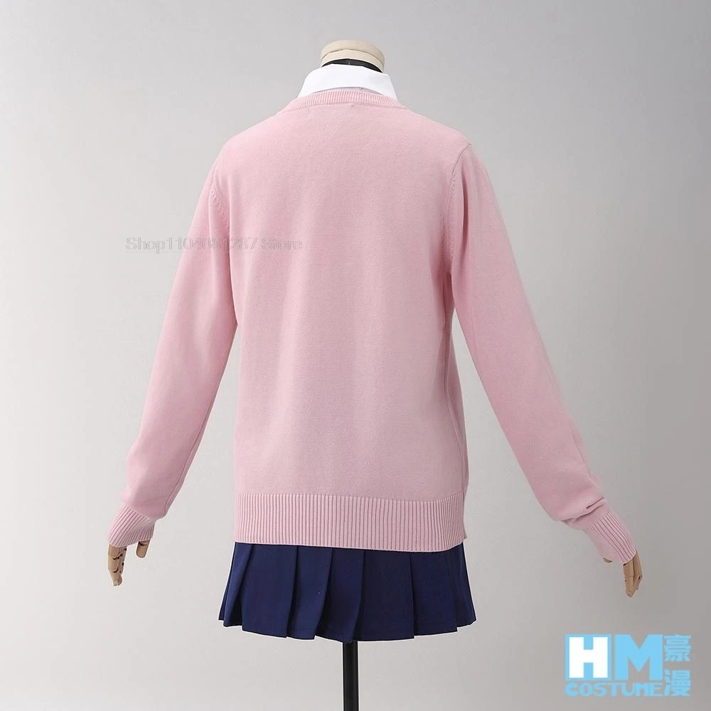 Anime Dandadan Momo Ayase Cosplay Costume Wig Knited Sweater Top Skirt Earrings Choker School Uniform Props Halloween Women