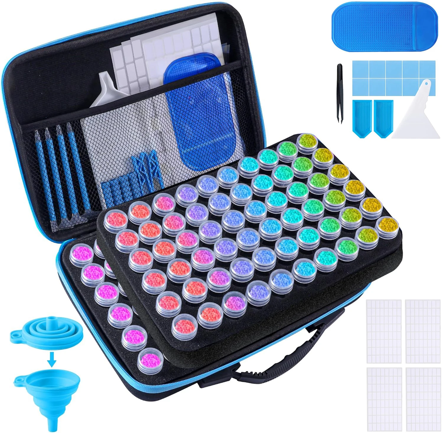 

Коробка для хранения аксессуаров для алмазной вышивки на 120 ячеек, сине-фиолетовая, с сумкой для хранения, круглой бутылкой и инструментами - Кейс для переноски DIY