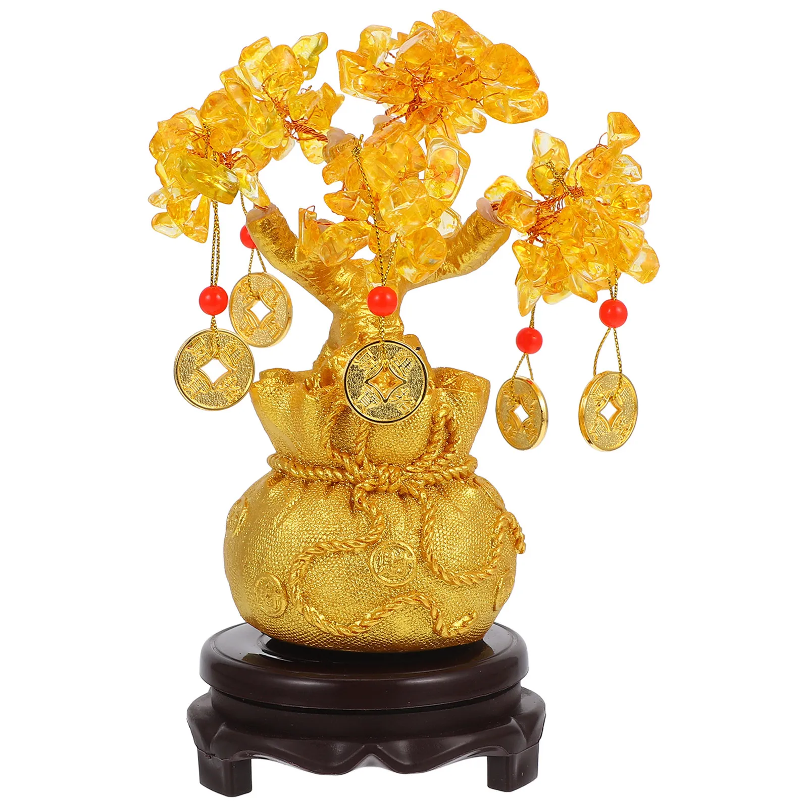 

1Pcs Crystal Money Tree Decoration 19Cm Bonsai Style Natural Stone Feng Shui Ornament Wealth Luck Symbol Desktop Money Bag Tree