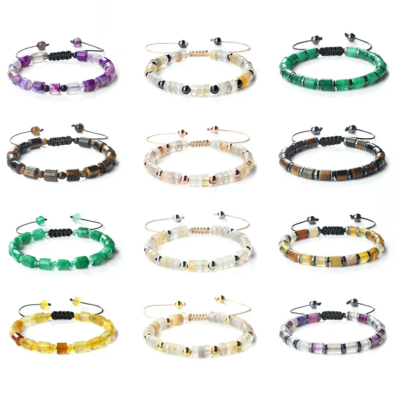 

5 шт./лот браслет ручной работы из агата, красочные украшения из бисера в стиле бохо с регулируемой веревкой, целебный кристалл, подарок для женщин