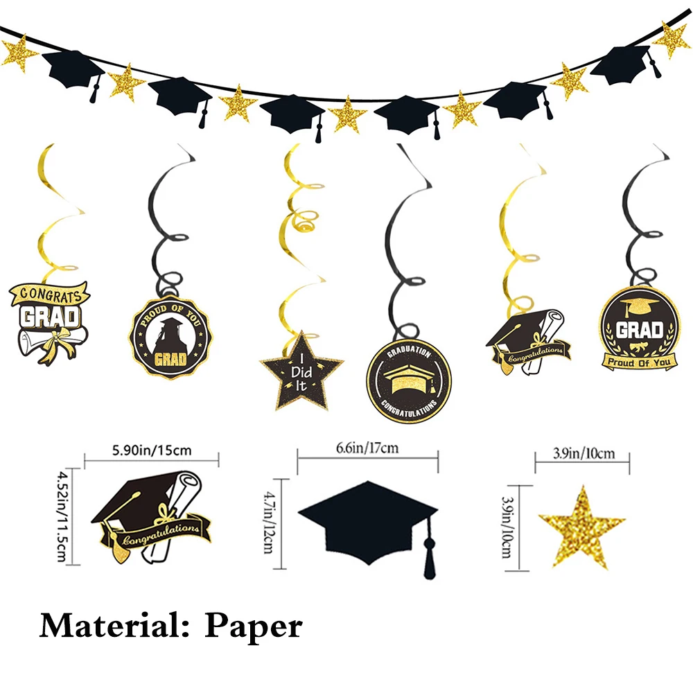 Graduation Party Decoration Se - Party Banner Gold reseña y precio