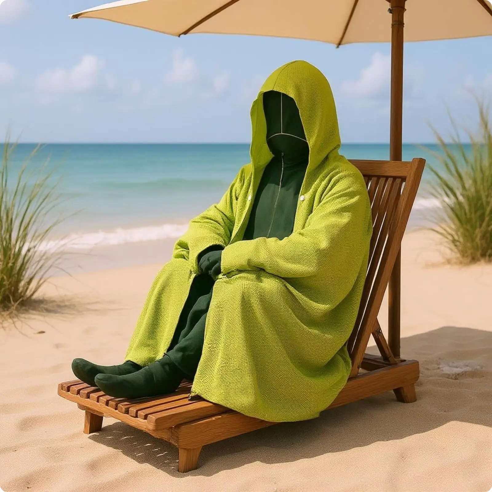 Hooded Cooling Towel Cloak Quick-Fasten-Snap-Front Towel Cloak Draped Upper Body Drape