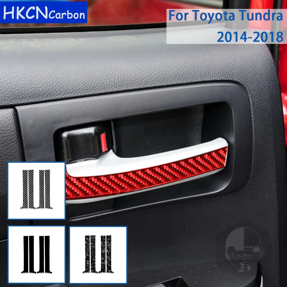 For Toyota Tundra 2014—2018 Car Accessories Carbon Fiber Interior Inner Door Handle Puller Panel Cover Trim Sticker Modification