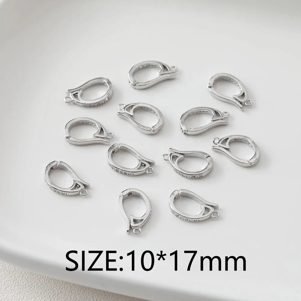 4PCS Dainty Necklace Bracelet Clasps Cubic Zirconia Buckle Jewelry Making Supplies DIY Brass Accessories 14k Gold Plated