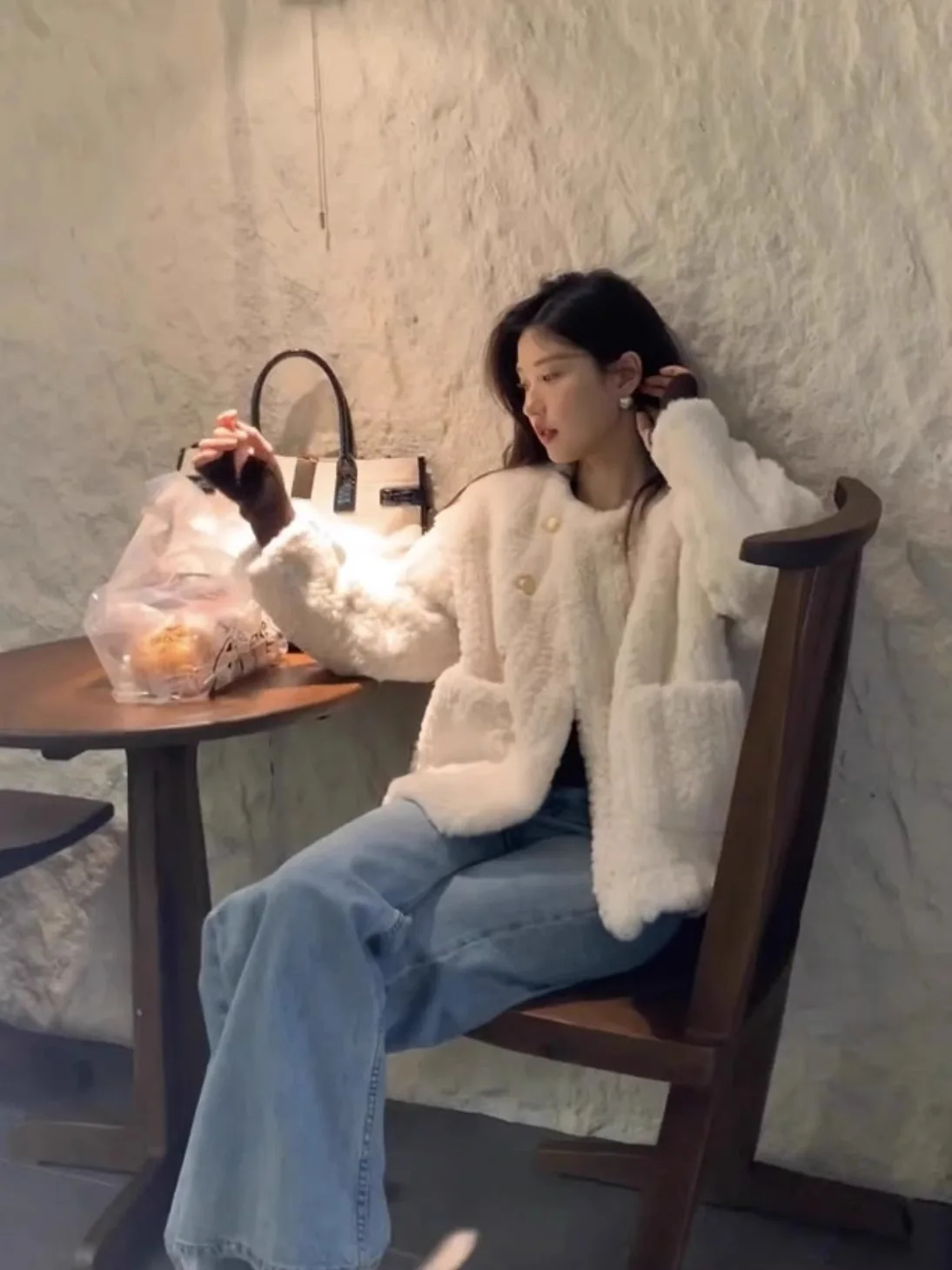 Chaqueta de Tweed para Mujer, Invierno, Acolchada, Cálida, Forrada, Resistente al Viento, a Prueba de Frío, Cómoda, Aislada, para Exteriores, Uso Diario, Estilo Retro