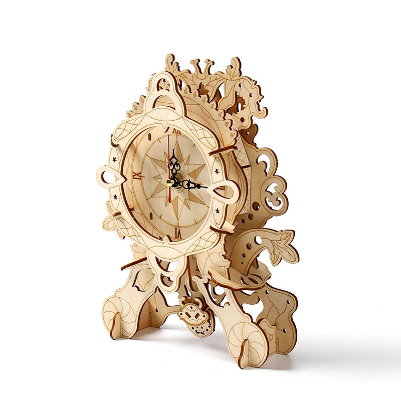 DIY 3D Wooden Puzzles European clock Model Building Block Jigsaw Assembly Kits Educational Toy for Children Adults gifts Crafts