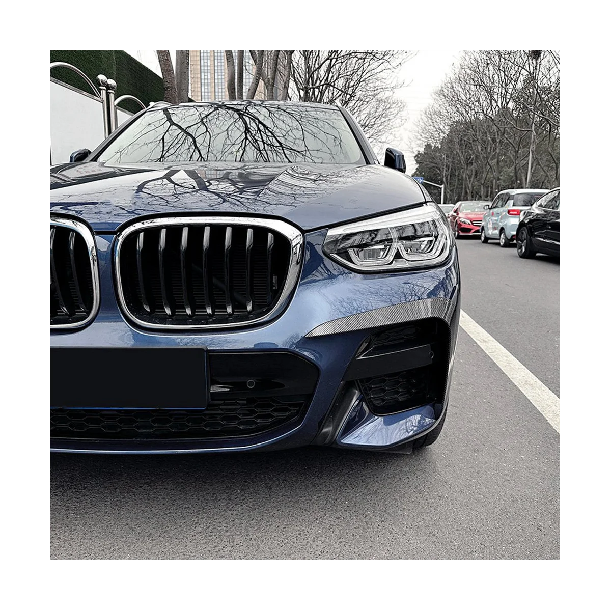 Amortecedor dianteiro do ABS da fibra do carbono, Spoiler do divisor, Canard claro da névoa para BMW X3 X4 G01 G02 2018-2021 M esporte