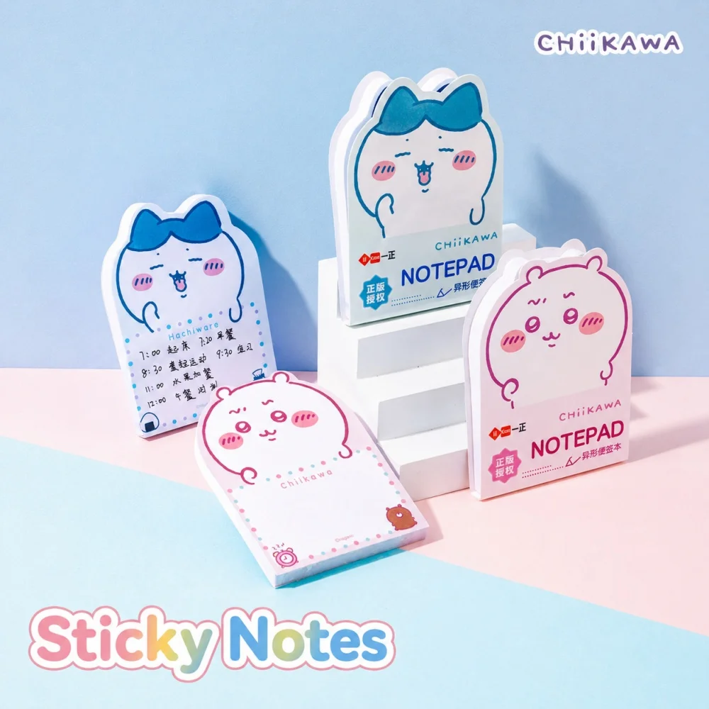 Genuine Chiikawa Die Cut Sticky Notes 80 Sheets 75x102mm Character Memo Pad for Journal Planner Notebook Office Study Writing view 6