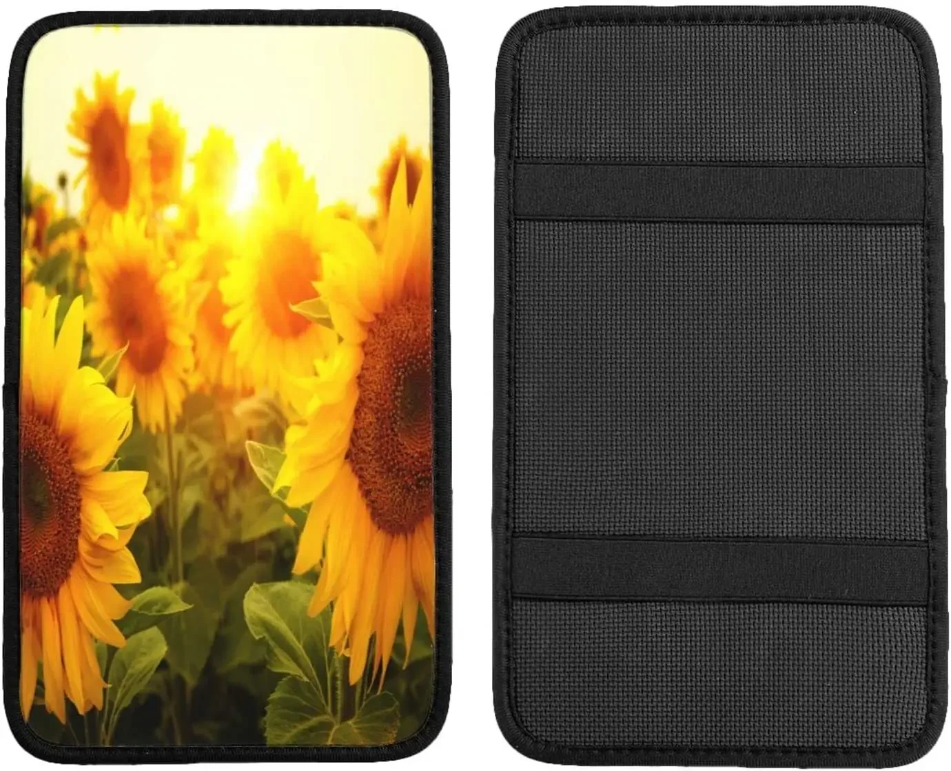 Auto Center Console Armrest Cover Pad, Sunflower Floral Flower Universal Fit Car Armrest Cover Cushion Mat for Most Ve