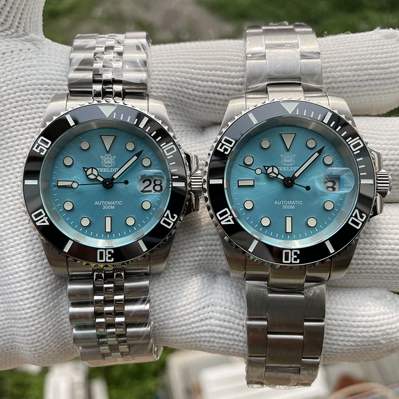 ساعة أوتوماتيكية للرجال من STEELDIVE 41 مللي متر ساعة يد ميكانيكية فاخرة غواص 300 متر مقاومة للماء C3 مضيئة الياقوت NH35 حافة سيراميك