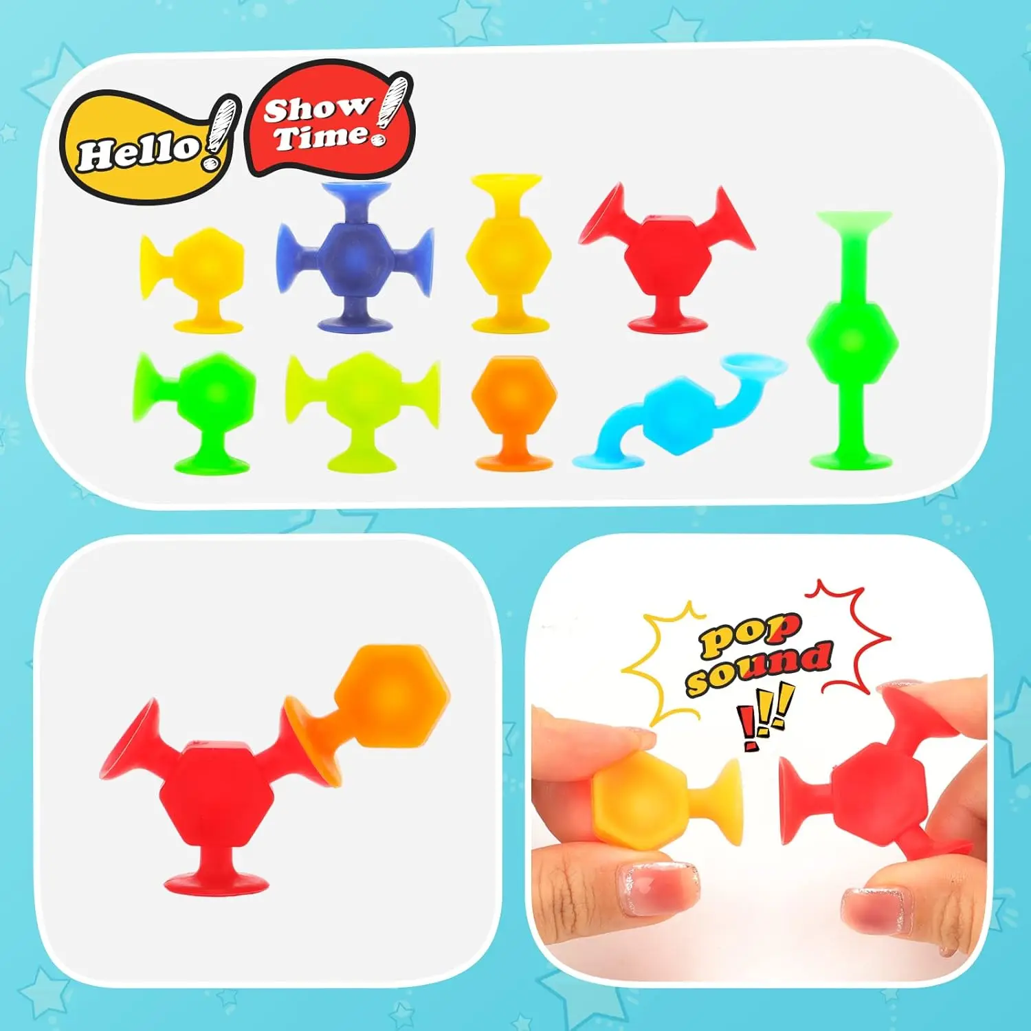 24 pçs otários montados brinquedos engraçado bloco de silicone modelo brinquedo de construção otário ventosa bloco de construção educacional crianças brinquedo