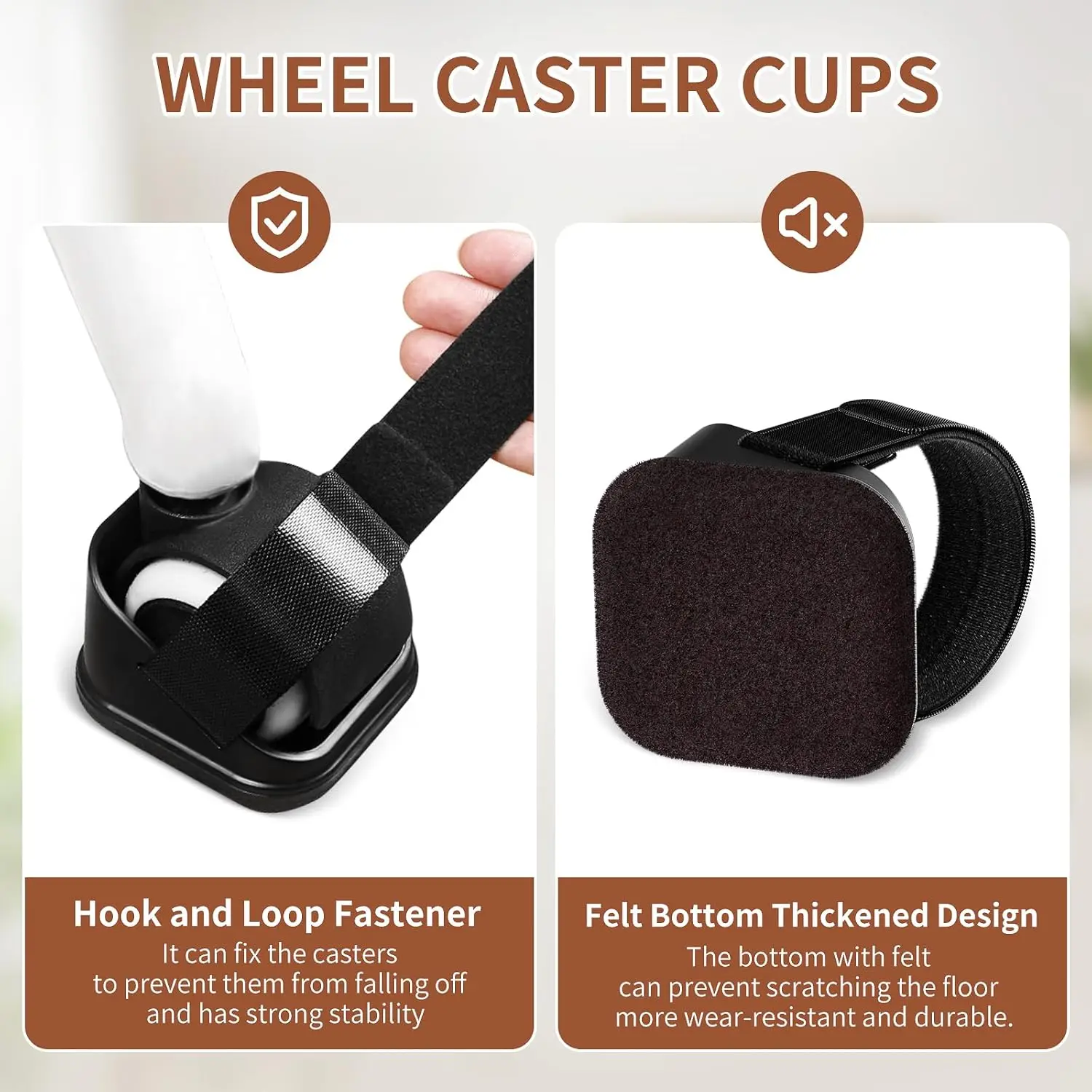 5PCS Office Chair Wheel Cup with Felt Bottom Pad Furniture Stopper for Hardwood Floors Suitable for Tables Rolling Sofas