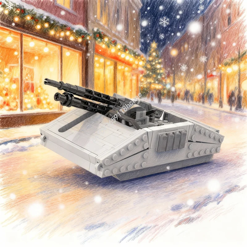 

310 деталей MOC: Модель плавучей артиллерийской баржи «Звездная битва», конструктор, рождественский подарок, развивающая игрушка для детей, креативный набор для сборки