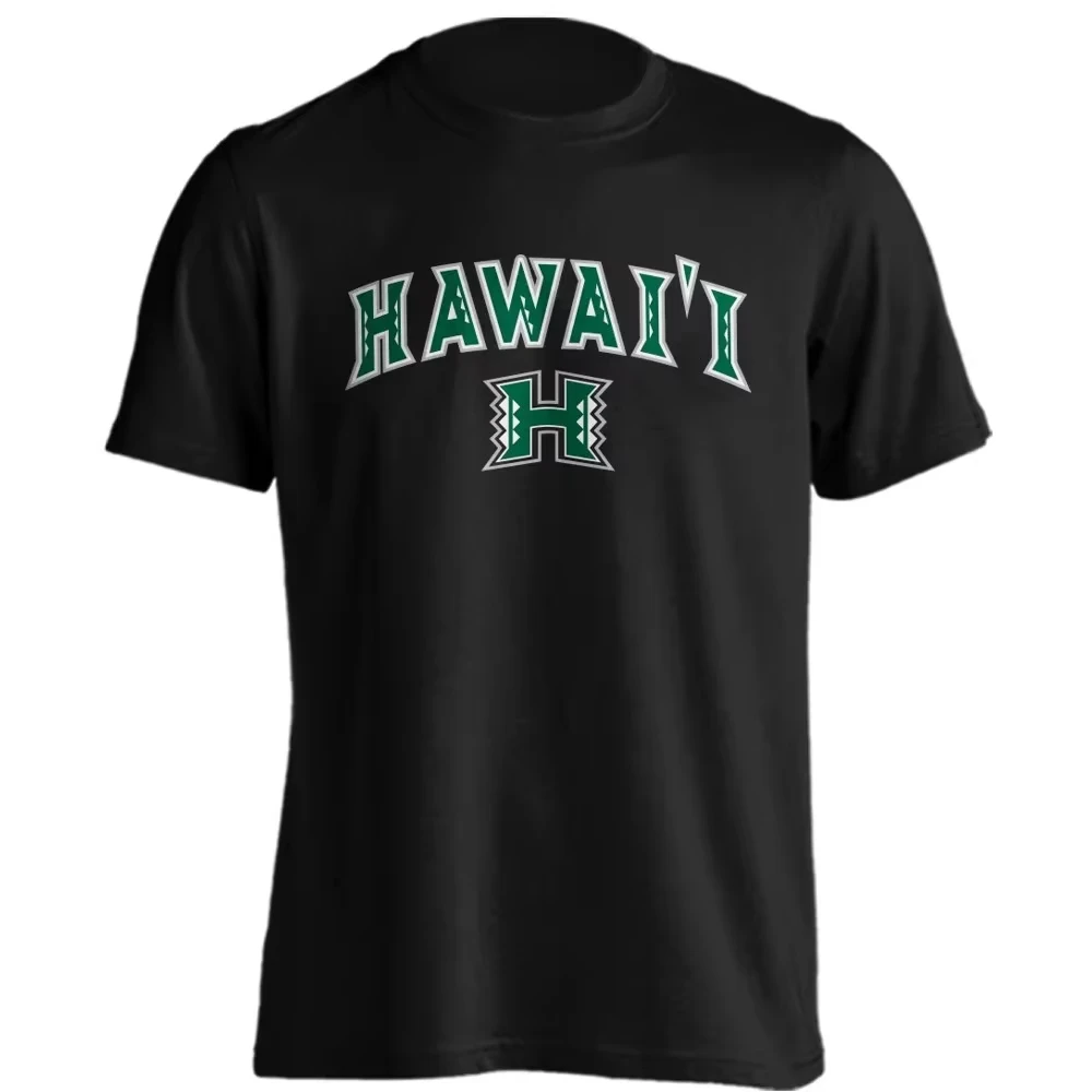 

2025 Summer Fashion New University of Hawaii Rainbow Warriors Classic Arch with Mascot T-Shirt Man Crew-neck Short-sleeved Top