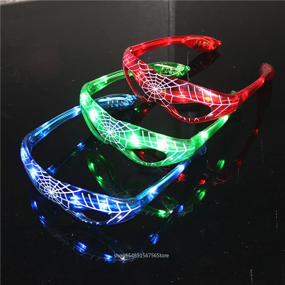 Spiderman Kids Glowing Glasses Cosplay Superhero Spider Man LED Flashing Glasses Christmas Party Gift Superhero Flash Glasses